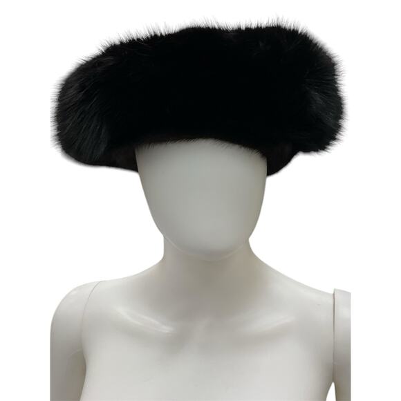 Vintage Dark Chocolate and Chocolate Brown Mink and Fox Fur Hat - Picture 1 of 5